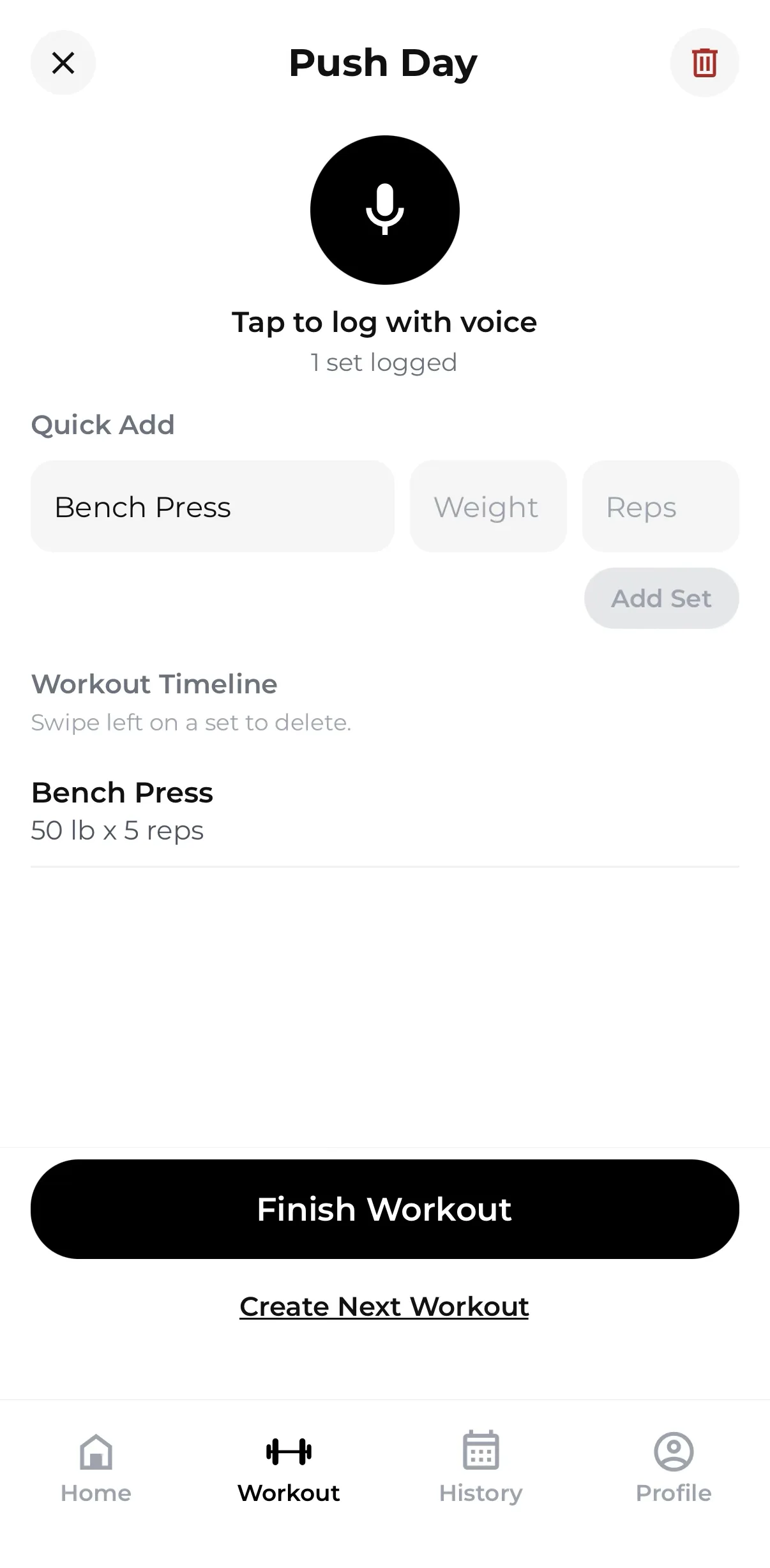 SaySet voice logging screen with listening state